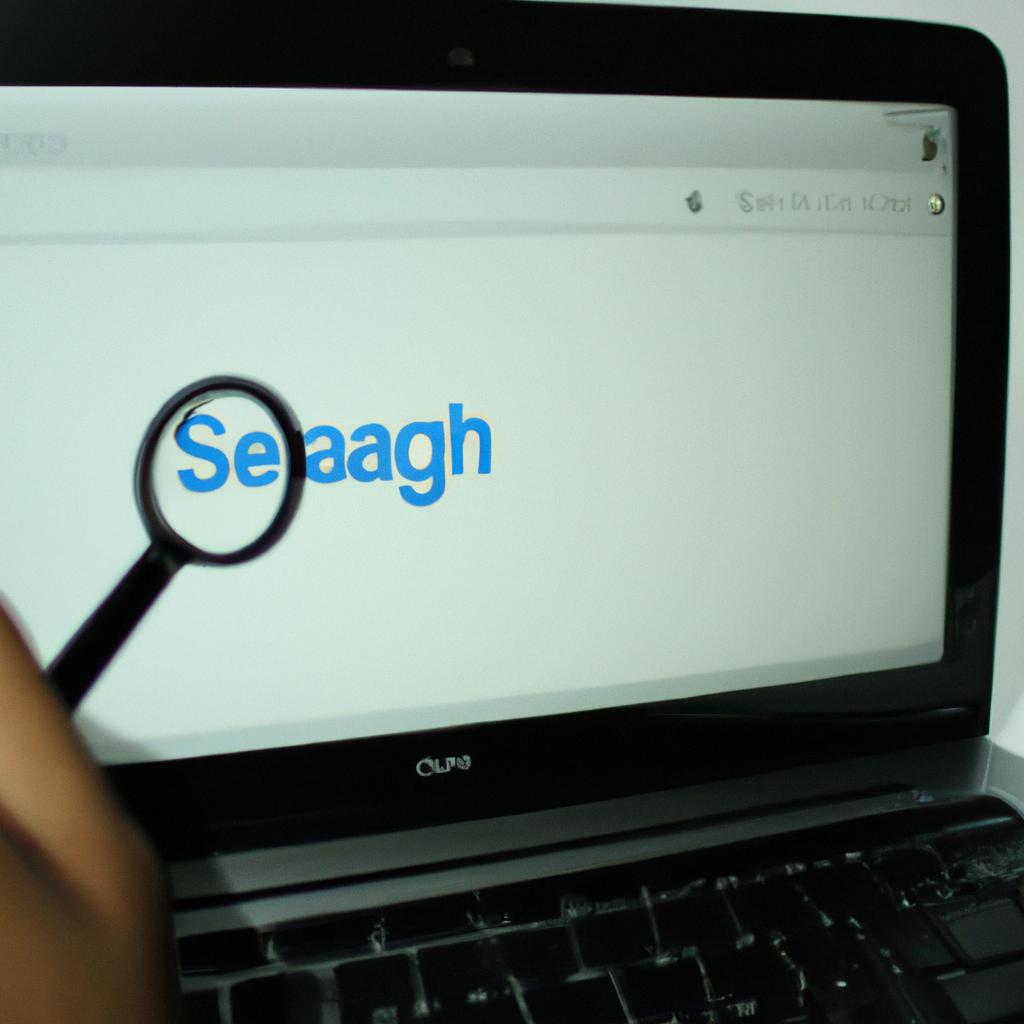 Person using a search engine